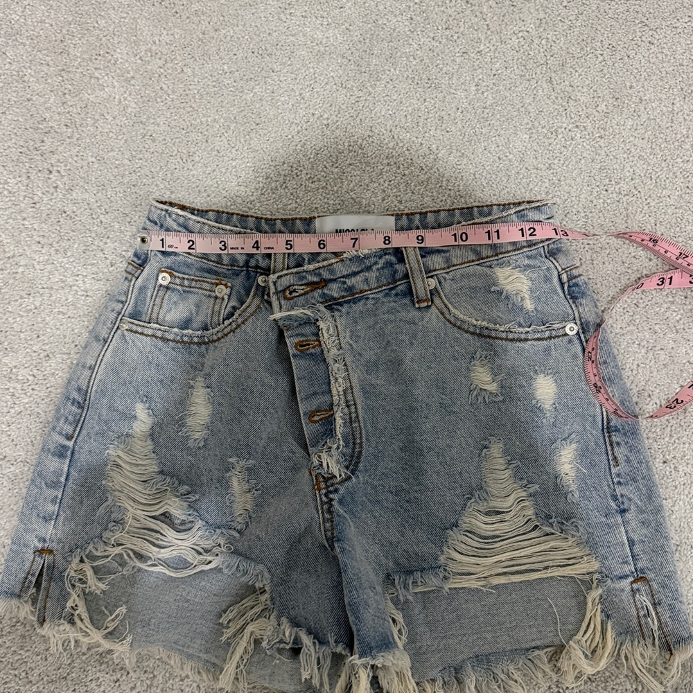 Miss Lola Light Blue Distressed Jean Shorts - Picture 5 of 7